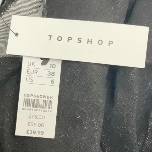 TOPSHOP SEAMED DENIM IN WASHED BLACK ROUND NECK PUFF SHOULDER | SIZE UK10 NWT - Picture 12 of 12
